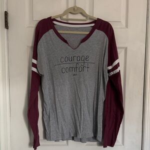 Gray and Maroon Long Sleeve Shirt
